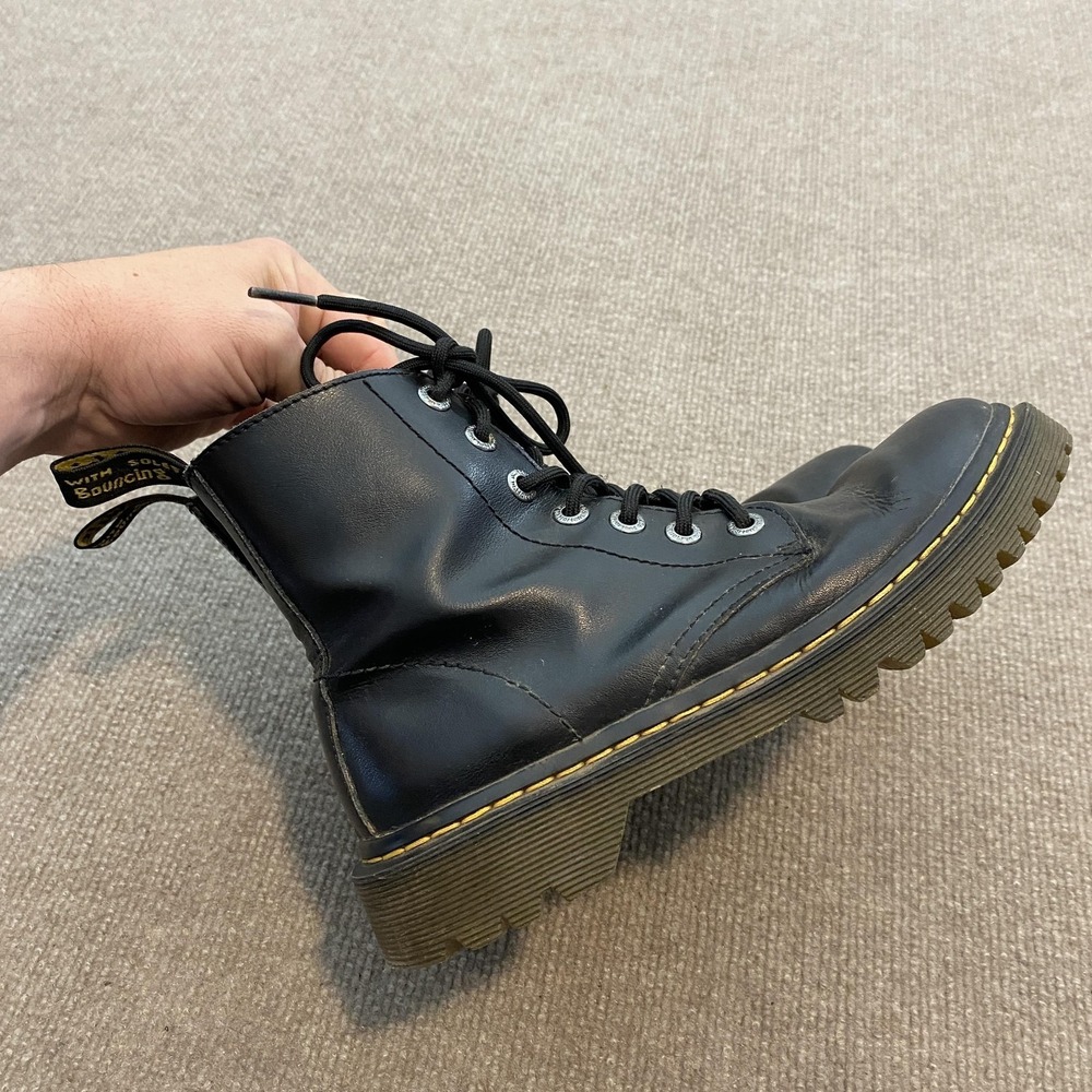 Dr. Martens Luana Boots Womens Size 6 Black Leather Ankle Combat Lug Sole Grunge